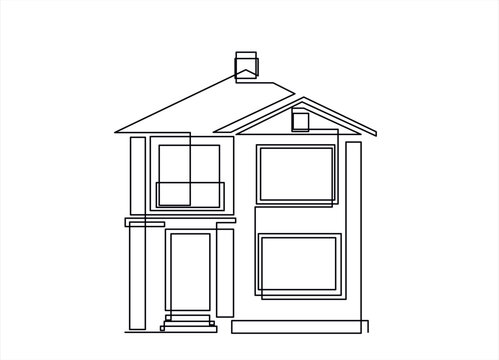 recommend clip art: Abstract country house in continuous line art drawing style. Family home minimalist black linear design isolated on white background. Vector illustration	