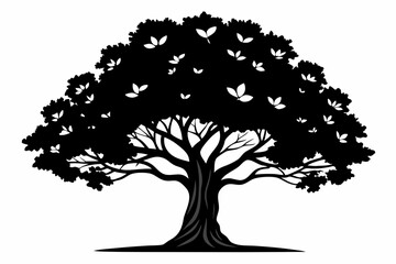 Fototapeta premium tree line art silhouette vector illustration