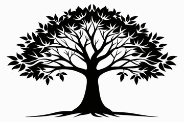 Obraz premium tree line art silhouette vector illustration