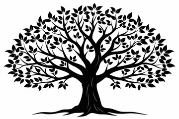 tree line art silhouette vector illustration