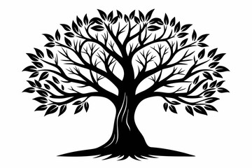 Obraz premium tree line art silhouette vector illustration