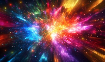 Fototapeta premium Vibrant and dynamic mesh of abstract particles in motion over a futuristic background, neon colors, futuristic patterns, modern technology visualizations