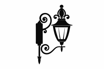 wall sconce line art silhouette vector illustration
