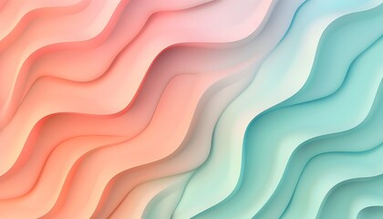 Fototapeta premium Welliger Hintergrund zwischen Minzgrün und Rosa 