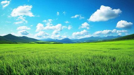 Fototapeta premium Lush Grasslands and Majestic Mountains