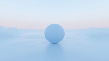 A blue sphere sits in the center of a light blue landscape.