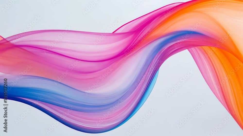 Poster fluid waves of color blend softly, creating serene and dynamic visual experience