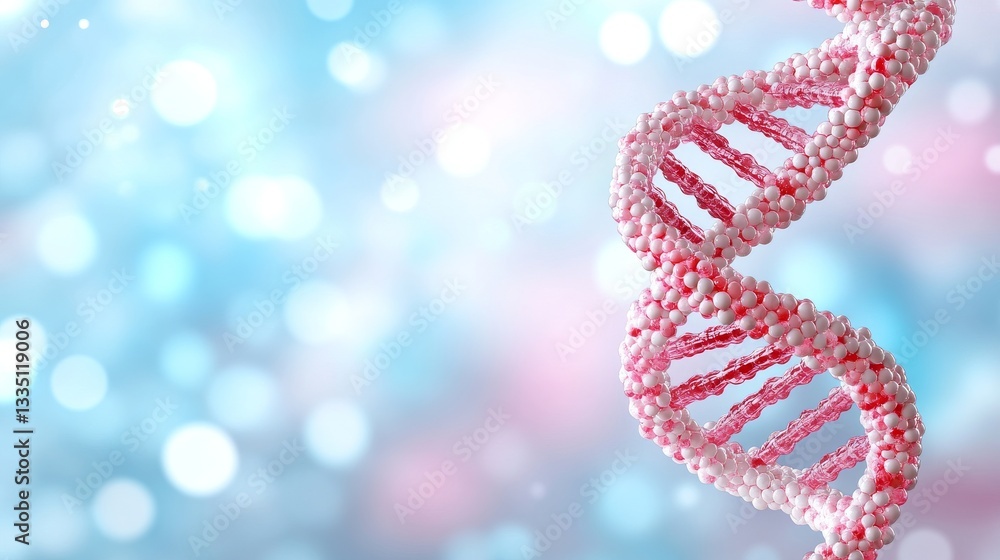 Poster an animated, close-up depiction of a dna double helix, revealing intricate elements and glowing part
