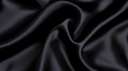 Fototapeta premium A close-up image of a black satin fabric with a smooth, shiny texture.