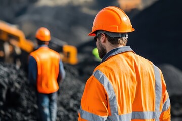 Coal workers at an open mine
