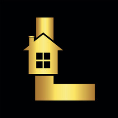 Home Logo combine with letter L vector template