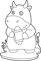 Bull American Football Sports Animal Vector Graphic Art Illustration