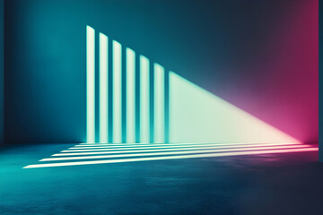 Obraz premium Sunlight Streaming Through Window in Empty Room with Vibrant Colors