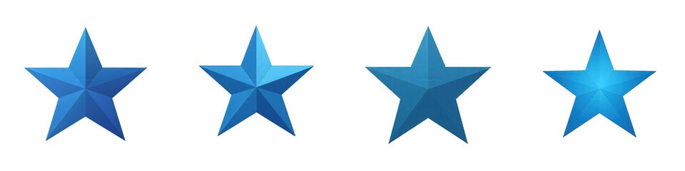 Four blue stars on black isolated on white or transparent png