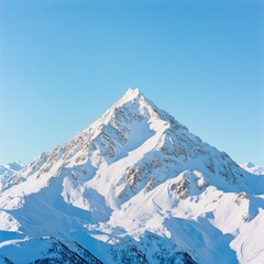 Naklejka premium Stunning snow-covered mountain landscape early morning light nature photography cool climate distant viewpoint
