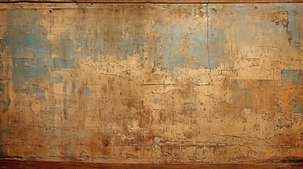 Grunge texture with peeling paint in warm earthy tones and hints of blue