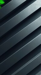 Obraz premium Dark Gray Metal Paneling Design with Diagonal Lines and a Touch of Nature