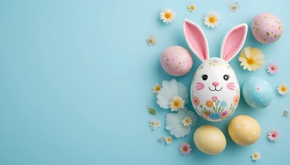 Pastel Bunny Wonderland blue background