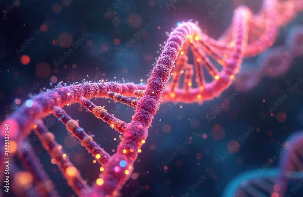 Leinwandbilder abstract dna sequencing visualisation with vibrant colorful particles. science background. genetic r