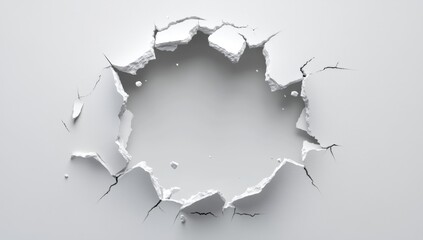 Circular hole, cracked white surface (1)