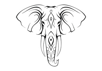 Tribal Elephant Tattoo – Black and White Vector Illustration with Bold Tribal Art
