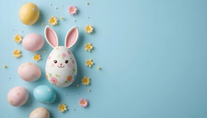 Pastel Bunny Wonderland blue background