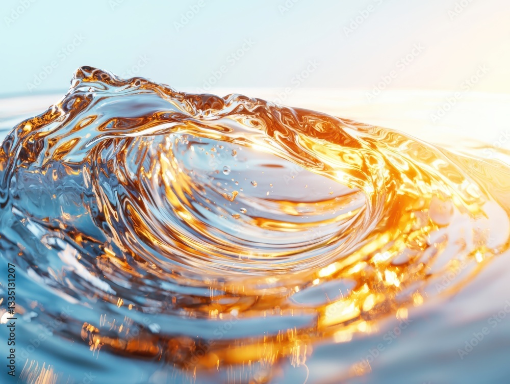 Poster fluid dynamics of viscous liquid in soft light eye-level perspective realistic water movement
