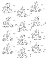 바이크 헬멧 라이더 캐릭터 패턴배경