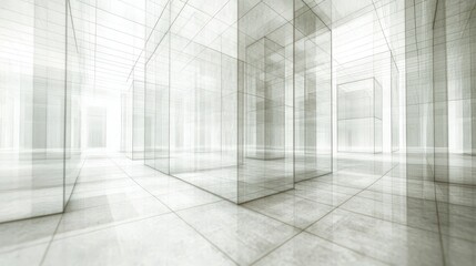 Fototapeta premium Abstract Architectural Interior Design with Glass Structures