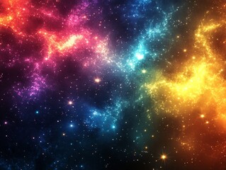 Naklejka premium A Celestial Tapestry: Weaving Through the Cosmos with Stars, Nebula, and Galaxies in a Vibrant Symphony of Light and Color Across the Universe.