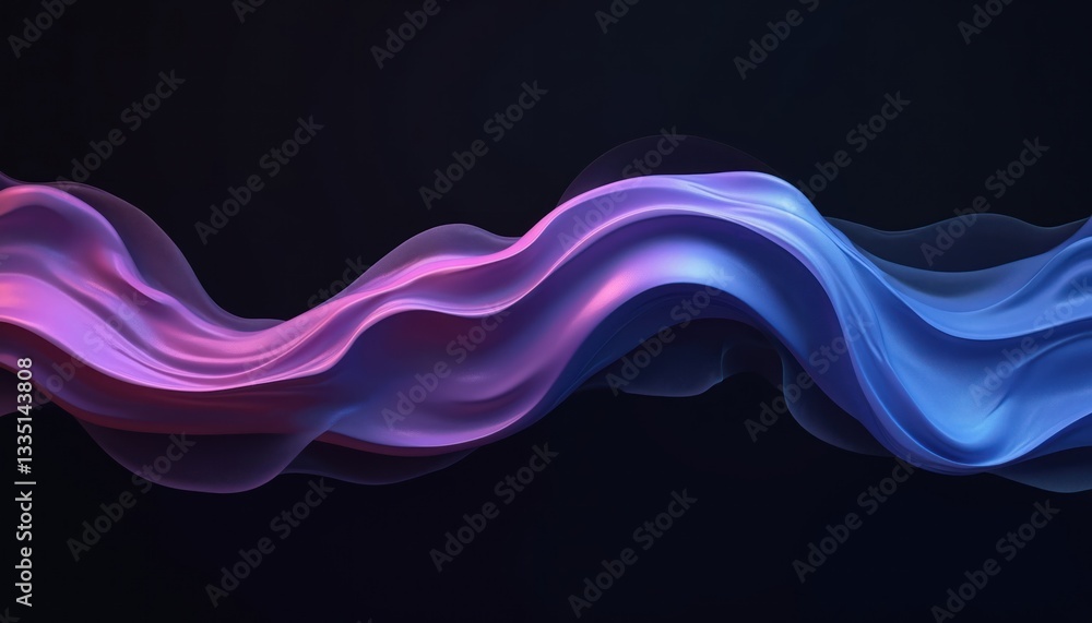 Aufkleber abstract fluid shape on dark background. purple, blue gradient color. modern design with wave, motio
