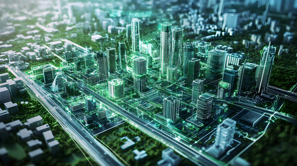 An AI-governed metropolis with adaptive buildings, biometric security, and self-maintaining transport.