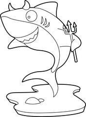 Shark Halloween Devil Animal Vector Graphic Art Illustration