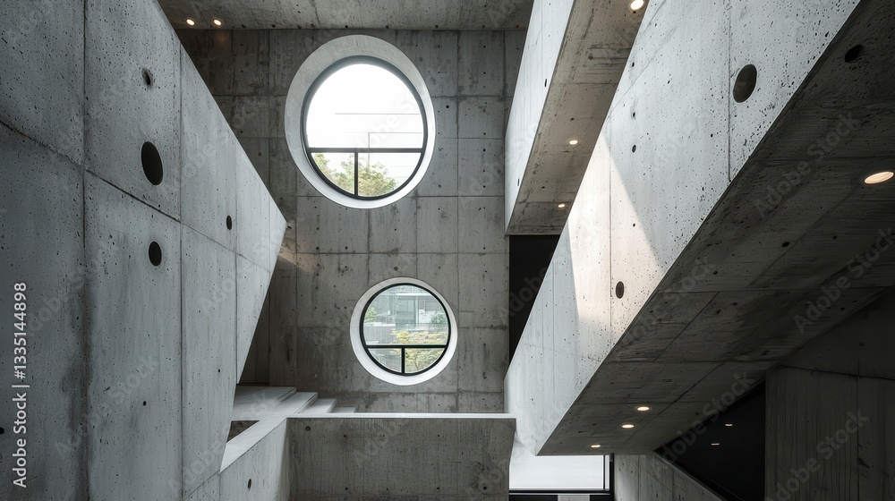 Poster modern concrete architecture: a captivating exploration of a modern concrete building featuring uniq