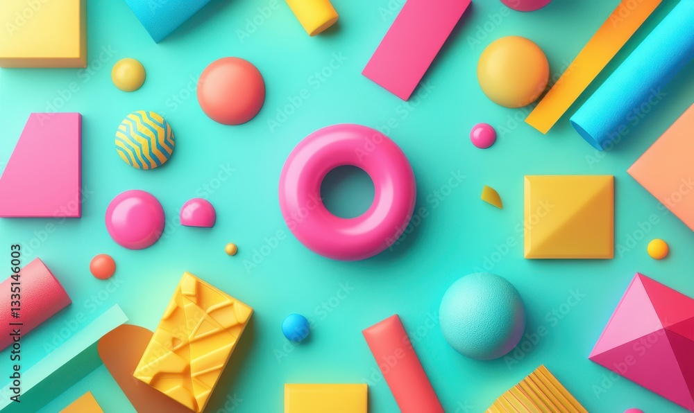 Poster vibrant geometric 3d render of abstract color patterns