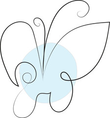 Continuous line drawing of beautiful butterfly