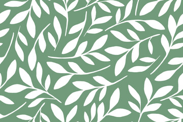 Seamless green botanical pattern. Spring floral background.