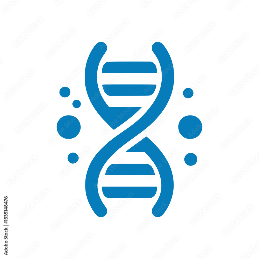 Poster stylized icon of a dna double helix with circular elements