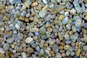 background of various polished aquamarine stones