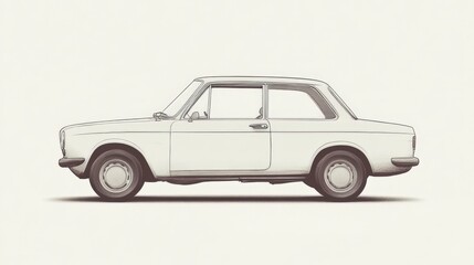 Fototapeta premium Side profile illustration of a classic vintage white car.