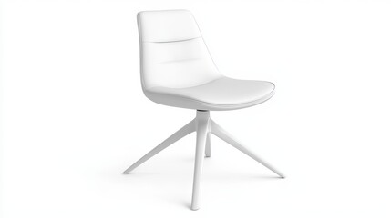 Modern White Upholstered Swivel Chair on White Background