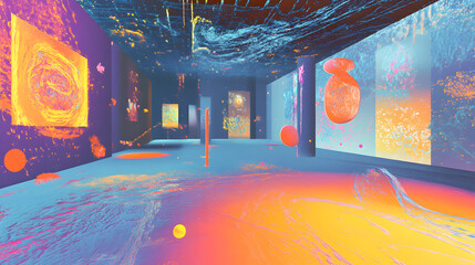 Obraz premium An AI assistance system visualizing thoughts, with colorful and dynamic representations of mental processes and ideas in real-time.