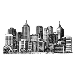 Fototapeta premium Captivating skyline view showcasing urban beauty and natural elements on a clear day