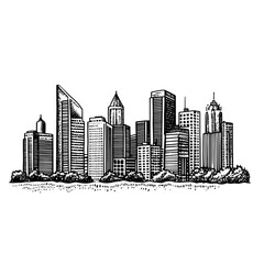 Obraz premium Captivating view of a modern city skyline framed by lush greenery during golden hour