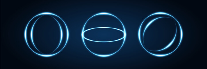 Blue circles network with glowing effects. Glowing neon round frame. Blue background. Vector. EPS 10. ©  Zhenya Antsukov