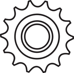 gear line art, black outline, vector and illustration, coloring book page line art drawing