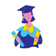 Celebration of Graduation Icon -Education Achievement Symbol, Student in Cap and Gown Raising a Fist, Academic Success and Achievement