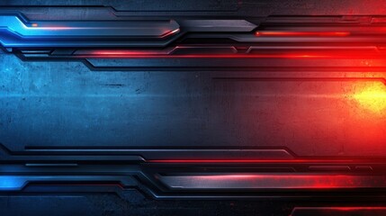 Obraz premium Futuristic backdrop with vibrant blue and red lines, suitable for tech-related projects, gaming interfaces, and modern website designs, adding a dynamic touch to any visual content,