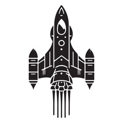 Silhouette Futuristic Spaceship Rocket Illustration for Space Exploration