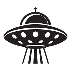 Classic Black and White UFO Illustration Vector Design Template
